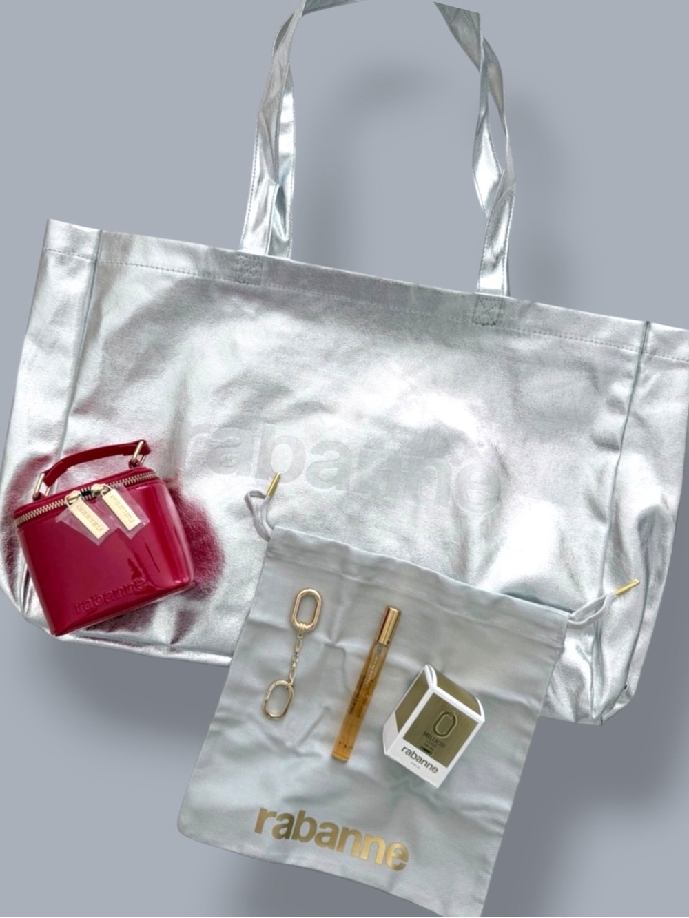 Rabanne Million Gold for Her Gift Set Tote Bag Pouch Mini Perfume & Accessories